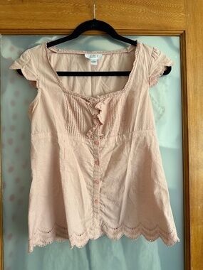 Pink Corset Button Up Loft Top